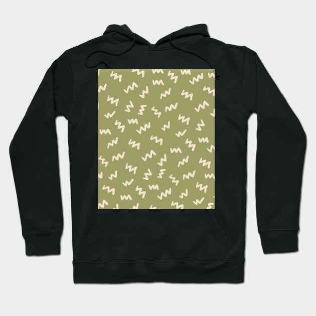 Olive Green  Abstract Mudcloth Lines Pattern Hoodie by zedonee